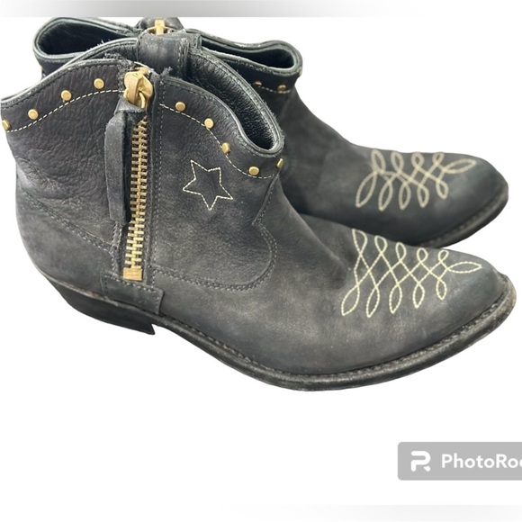 Anine Bing Size 39 8 low cowboy western boots booties black star concert H1 - Picture 4 of 9